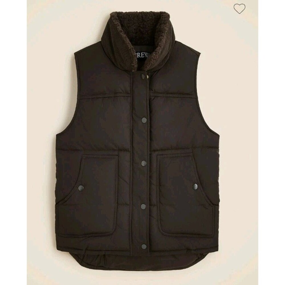 NEW J. Crew Puffer Vest Primaloft Dark Brown "WATER" MARK CN064 $128 XS